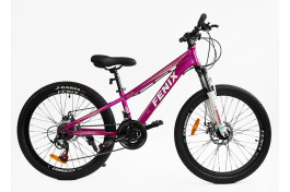Велосипед підлітковий Corso FENIX FX-24634 24"/11", малиновий з білим