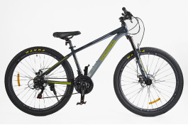 Велосипед гірський Corso Kord KD-06134 27.5"/15.5", срібно-чорний з салатовим