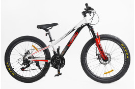 Велосипед підлітковий Corso Kord KD-52090 24"/11", чорно-білий з червоним